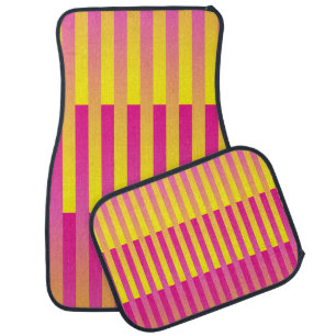 Pink Yellow Orange Striped Pattern Car Floor Mat