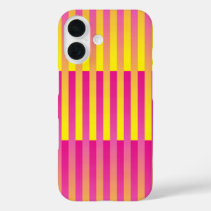Pink Yellow Orange Striped Pattern iPhone 16 Case
