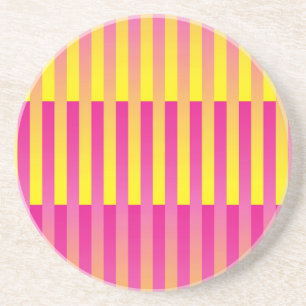 Pink Yellow Orange Striped Pattern Coaster