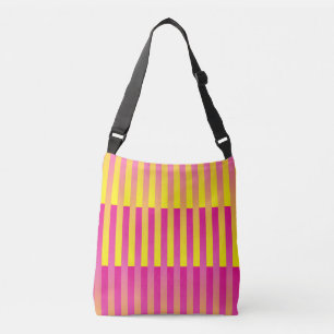 Pink Yellow Orange Striped Pattern Crossbody Bag