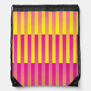 Pink Yellow Orange Striped Pattern Drawstring Bag