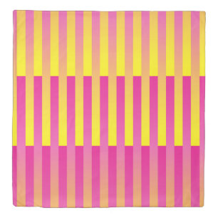 Pink Yellow Orange Striped Pattern Duvet Cover