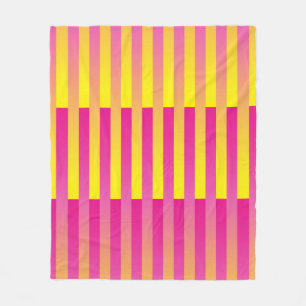 Pink Yellow Orange Striped Pattern Fleece Blanket