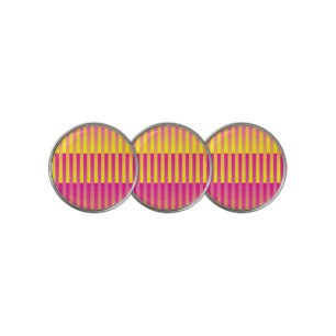 Pink Yellow Orange Striped Pattern Golf Ball Marker