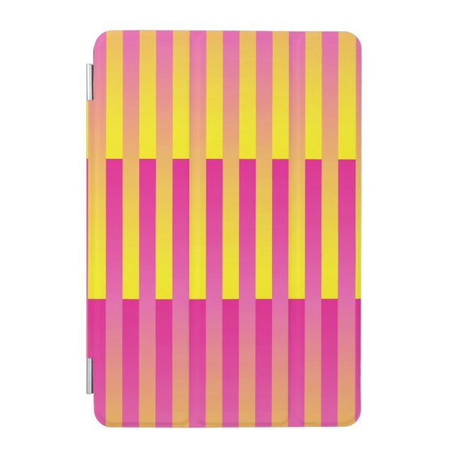 Pink Yellow Orange Striped Pattern iPad Mini Cover (Front)