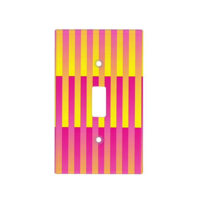 Pink Yellow Orange Striped Pattern Light Switch Cover (Front)