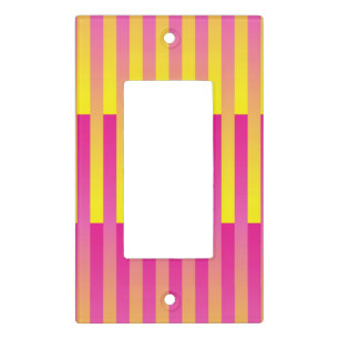 Pink Yellow Orange Striped Pattern Light Switch Cover