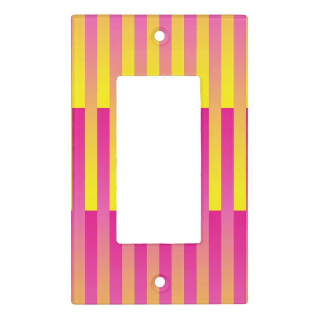 Pink Yellow Orange Striped Pattern Light Switch Cover (Front)