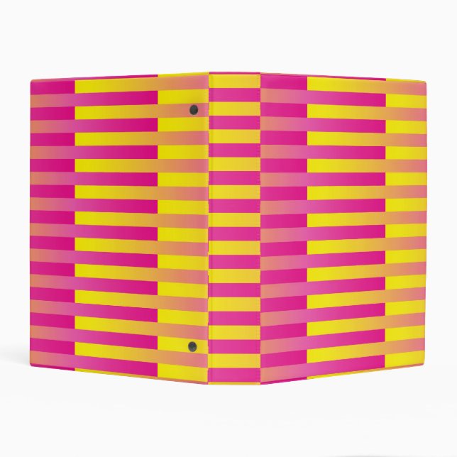 Pink Yellow Orange Striped Pattern Mini Binder (Background)