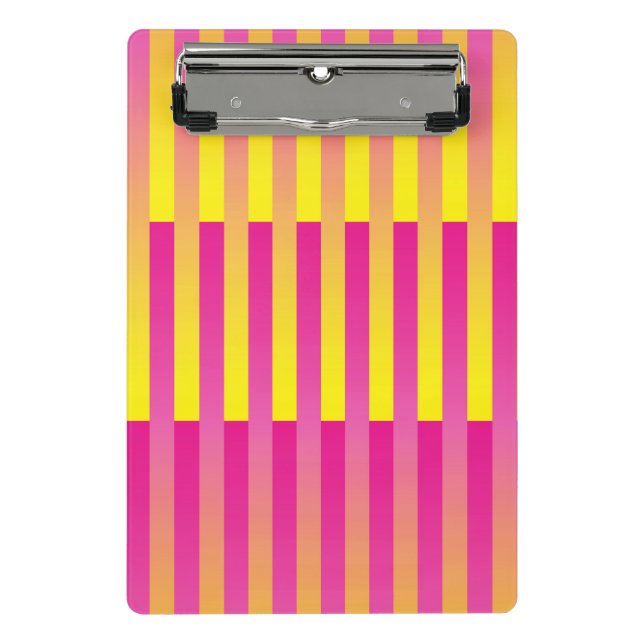 Pink Yellow Orange Striped Pattern Mini Clipboard (Front)