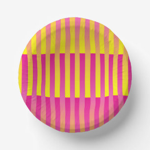 Pink Yellow Orange Striped Pattern Paper Bowls