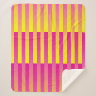 Pink Yellow Orange Striped Pattern Sherpa Blanket