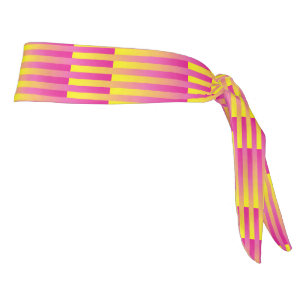 Pink Yellow Orange Striped Pattern Tie Headband