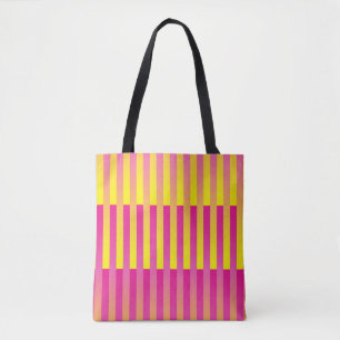 Pink Yellow Orange Striped Pattern Tote Bag