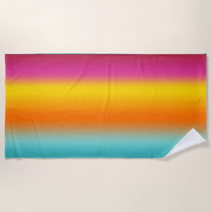 Pink, Yellow, Orange, Teal gradient color Beach Towel