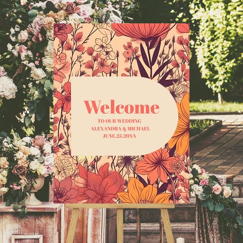  Pink Yellow Orange Wildflowers Wedding Foam Board