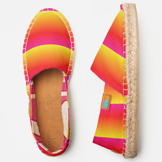 Pink Yellow Orange with white and pink liner Espadrilles (Side)