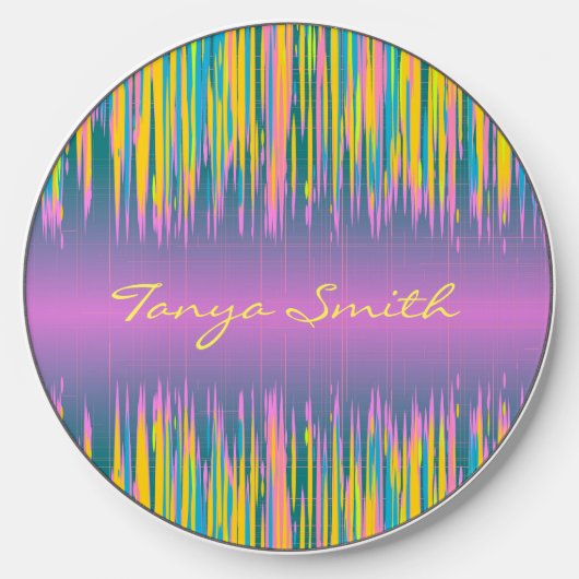 Pink Yellow Paint *personalize* Wireless Charger (Front)