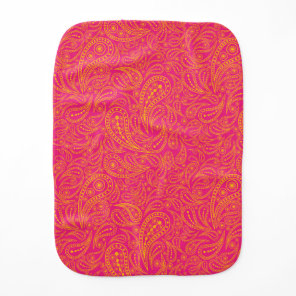 Pink yellow paisley pattern baby burp cloth
