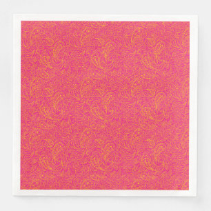 Pink yellow paisley pattern paper dinner napkins