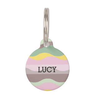 Pink & Yellow Pastel Wavy Custom Pet ID Tag