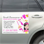 Pink Yellow Pattern Lady Cleaning Maid Services Car Magnet at Zazzle