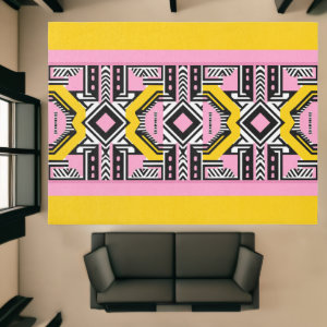 Pink yellow pattern rug