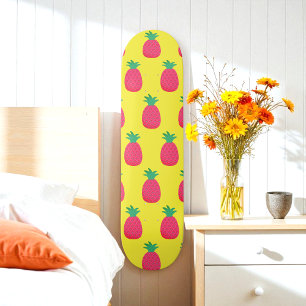 Pink Yellow Pineapple Tropical Pattern Skateboard
