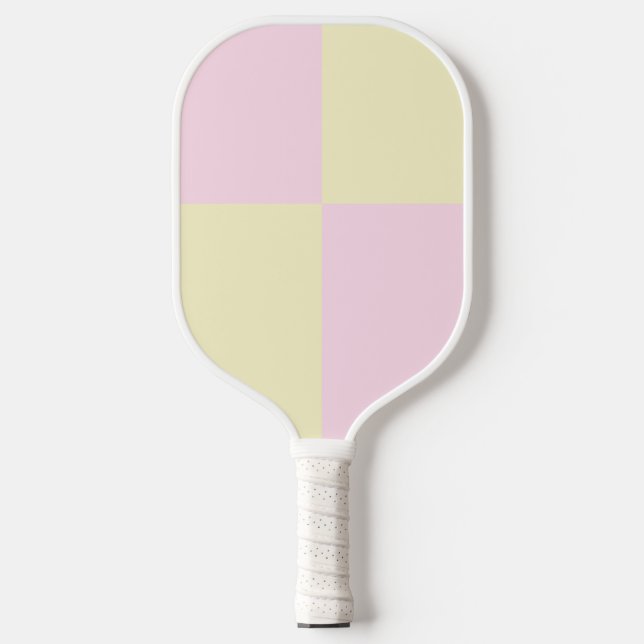 Pink Yellow Pink Checker Pattern Pickleball Paddle (Front)