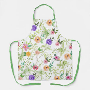 Pink Yellow Pink Purple Floral Greenery Apron