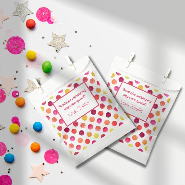Pink Yellow Polka Dot Birthday Party Favor Bag (Pink Yellow Birthday Party Favor Bags)