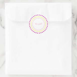 Pink & Yellow Polka Dots Baby Girl Gender Reveal Classic Round Sticker