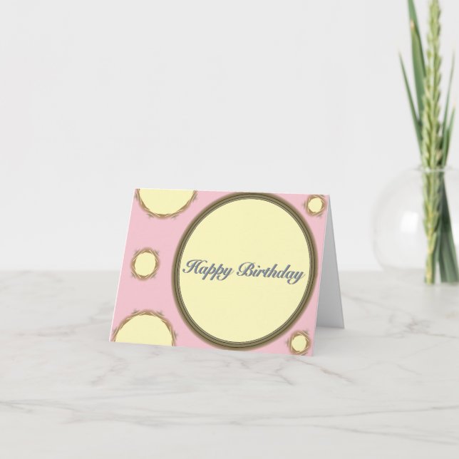 Pink Yellow Polka Dots Happy Birthday Card (Front)