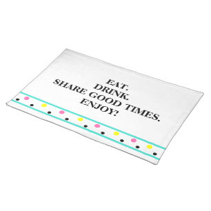 Pink Yellow Polka Dots Turquoise Stripe Cloth Placemat