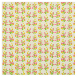 Pink Yellow Poppy Flowers Fabric