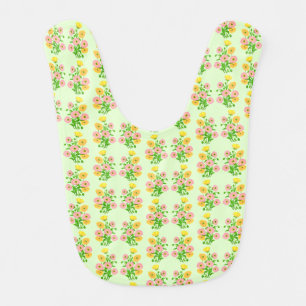 Pink Yellow Poppy Garden Flowers Baby Bib