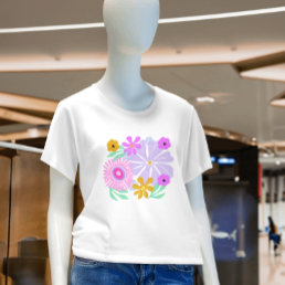 Pink yellow pretty floral modern colorful T-Shirt