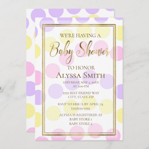 Pink Yellow Purple Pastel  Girl Shower Invitation