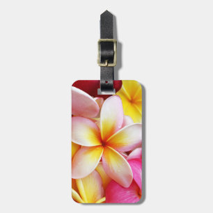 Pink Yellow Purple Plumeria Frangipani Flowers Luggage Tag