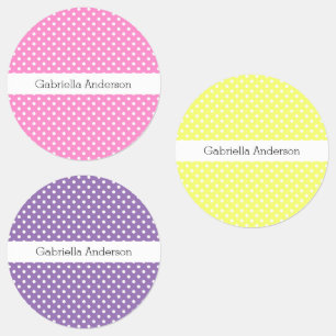 Pink Yellow Purple Polka Dot Kids' Labels
