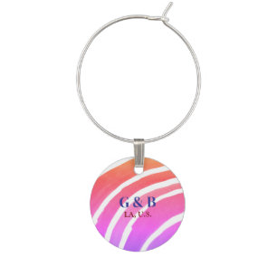 Pink yellow rainbow add couple name place city wed wine charm