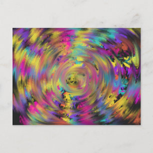 Pink Yellow Rainbow Spiral Funky Cool Abstract Art Postcard