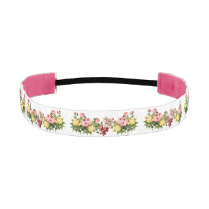 Pink Yellow Red Roses Pattern Pretty Vintage Athletic Headband