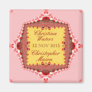 Pink Yellow Red Satin+Lace Wedding Favors Magnet