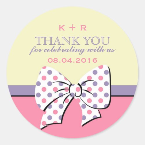 Pink Yellow Ribbons and Bows Polka Dots Stickers