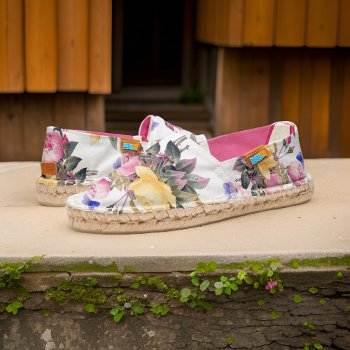 Pink Yellow Rose Bouquet Flower Plant Espadrilles by wheresmymojo at Zazzle