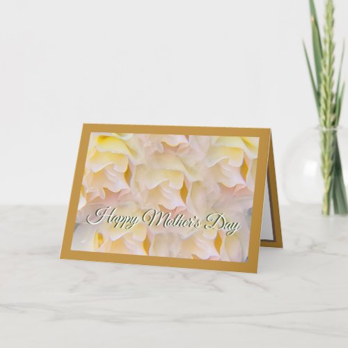 Pink Yellow Rose Cluster Golden Mothers Day Card