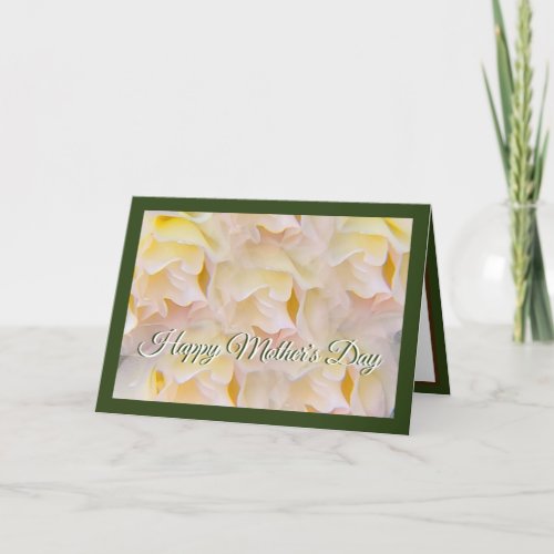Pink Yellow Rose Cluster Green Mothers Day Card