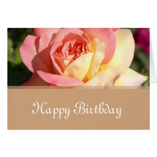 Pink, yellow rose flowers Happy Birthday Card | Zazzle