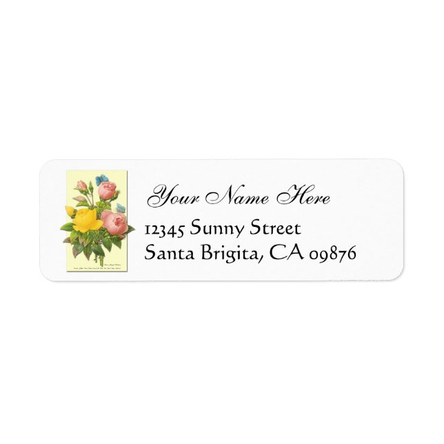 Pink Yellow Roses Custom Return Address Labels (Front)